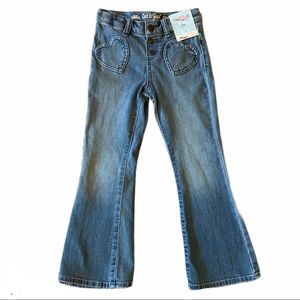 Girls flare heart pocket jeans